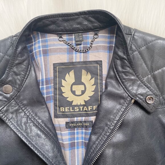 Belstaff Black Outlaw Beckham Waxed Italian Calf Leather Motorcycle Jacket - Picture 8 of 11